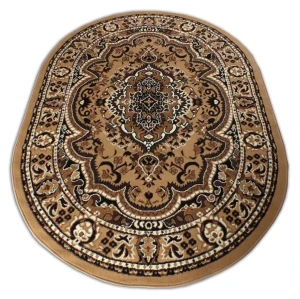 Brązowy owalny dywan rozeta - Spelter