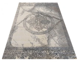 Szary prostokątny dywan rozeta - Arun 3S