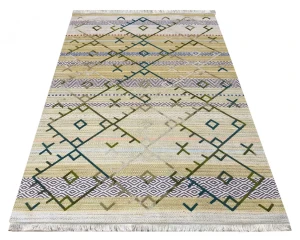 Żółty skandynawski dywan geometryczny - Folta