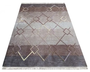 Brązowy bawełniany dywan z frędzlami - Folta