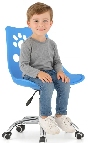 Niebieskie zdrowe krzesło do biurka dla dziecka do nauki - Selva