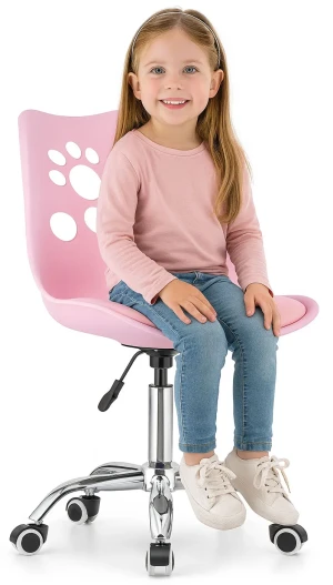 Różowe krzesło obrotowe do biurka dla dziewczynki - Selva