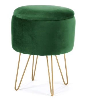 Pufa tapicerowana z nóżkami butelkowa zieleń - Hagos