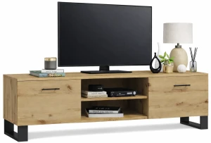 Szafka RTV na czarnych nóżkach dąb artisan - Awerte 3X