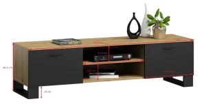 Nowoczesna szafka RTV pod telewizor dąb artisan + czarny - Awerte 3X