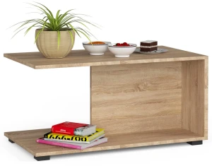 Skandynawski stolik kawowy z półką dąb sonoma - Fiksi