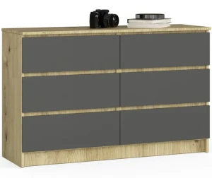 Klasyczna komoda z szufladami dąb artisan + grafit - Wiki 5X