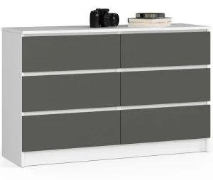 Nowoczesna komoda z szufladami biała + grafit - Wiki 5X