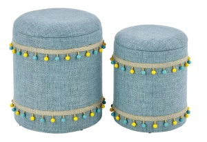 Zestaw 2 niebieskich puf - Zoltan