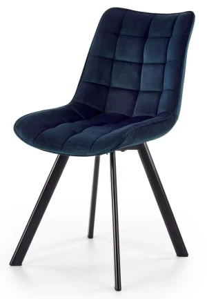 Zestaw granatowych pluszowych krzeseł 4 szt. - Letres 4S