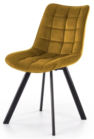 Komplet musztardowych tapicerowanych krzeseł 4 szt. - Letres 4S