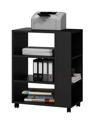 Czarny mobilny stolik pomocniczy biurowy - Carls