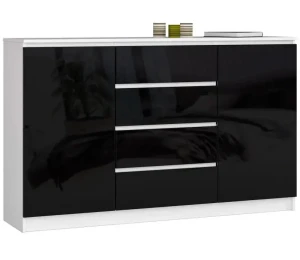 Nowoczesna komoda do salonu biały + czarny połysk - Bedixo 4X