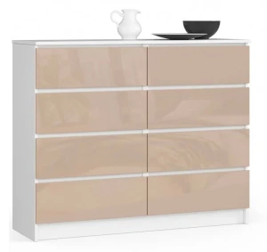 Komoda do salonu biała + cappuccino połysk - Andre 4X