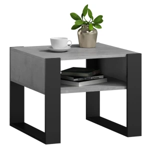 Industrialna kwadratowa ława kawowa beton + czarny - Martela