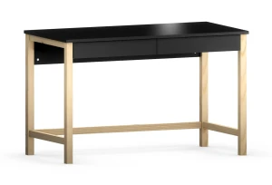 Duże czarne drewniane biurko z szufladami - Mioxis 3X 120x60