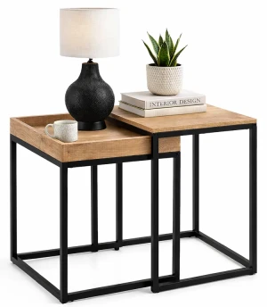 Zestaw dwóch stolików kawowych miodowy brąz - Julio