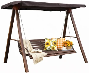 Drewniana huśtawka ogrodowa orzech 180cm - Kaori 4X