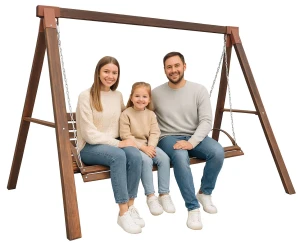 Drewniana huśtawka ogrodowa stojąca Kaori 3X - 180 cm