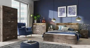 Komplet mebli do sypialni w dekorze jesion ciemny - Filin 5C