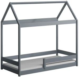 Szare pojedyncze łóżko dla dziecka w kształcie domku - Kiders 200x90 cm