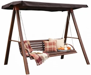 Huśtawka ogrodowa drewniana orzech 160 cm - Kaori 4X
