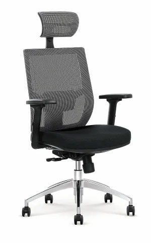 Szaro-czarny obrotowy ergonomiczny fotel biurowy z systemem multiblock - Glandon