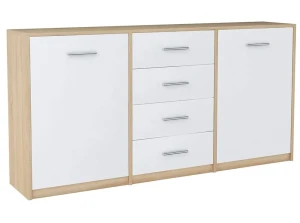 Komoda z 4 szufladami dąb sonoma + biały - Cermesa 4X