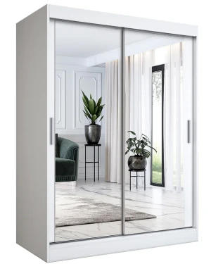 Biała szafa przesuwna z lustrem 150 cm - Kukkin 4X
