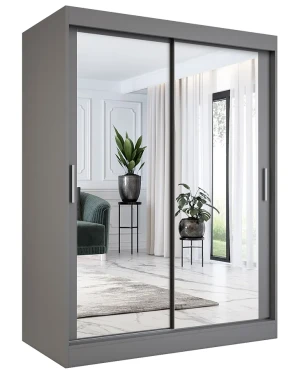 Antracytowa szafa przesuwna z lustrem 150 cm - Kukkin 4X