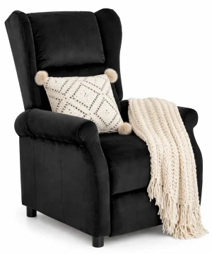 Czarny rozkładany fotel uszak - Nika 2X