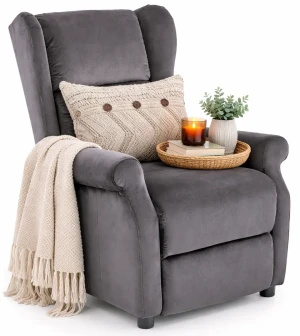 Popielaty rozkładany fotel uszak - Nika 2X