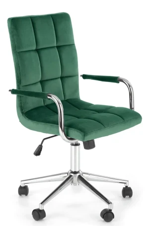 Zielony welurowy fotel młodzieżowy do biurka - Petuli 4X