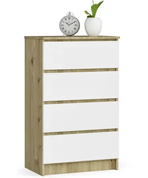 Skandynawska komoda do sypialni dąb artisan + biały - Branni 3X
