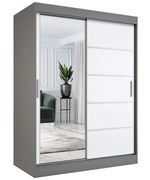 Dwudrzwiowa szafa przesuwna antracyt + biały 150 cm - Ebia 4X