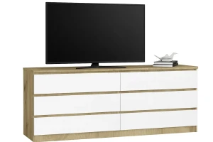 Komoda RTV z szufladami dąb artisan + biały - Kali 3X