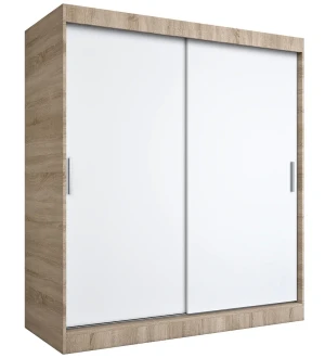 Szafa przesuwna 180 cm dąb sonoma + biały - Erco 5X