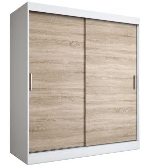 Szafa przesuwna 180 cm biel + dąb sonoma  - Erco 5X