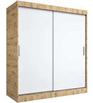 Szafa przesuwna 180 cm dąb artisan + biały - Erco 5X