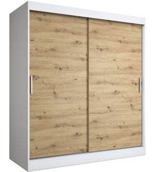 Szafa przesuwna 180 cm biel + dąb artisan - Erco 5X