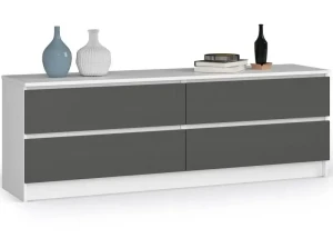 Nowoczesna komoda z gładkim frontem biały + grafit - Daria