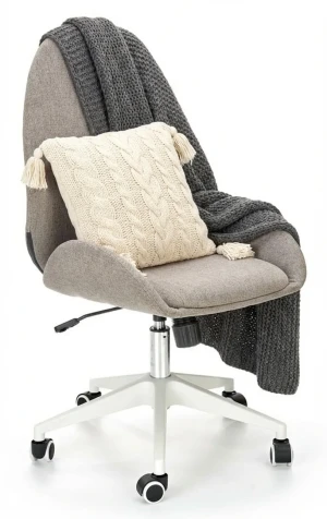 Szary tapicerowany fotel obrotowy - Fugi