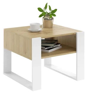 Skandynawski stolik kawowy z półką dąb artisan + biały - Martela