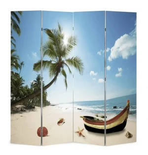 Wewnętrzny parawan z nadrukiem plaży - Folken 4X 160 x 170 cm