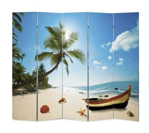 Parawan wewnętrzny z motywem plażowym - Folken 4X 200 x 170 cm