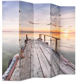 Nowoczesny parawan z nadrukiem jeziora - Lanard 4X 200 x 170 cm