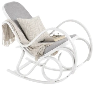 Biały drewniany fotel bujany - Patma