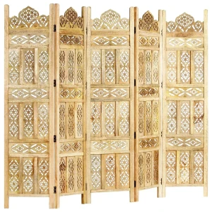 Parawan z litego drewna mango - Relin 200 x 165 cm