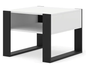 Biały stolik kawowy z półką - Lyra 5X
