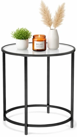 Czarna okrągła ława kawowa industrialna - Driada